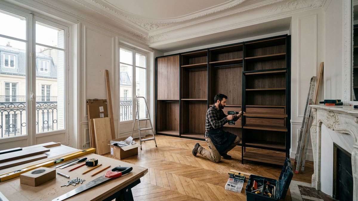 Travaux de rénovation et aménagement d'un dressing sur mesure